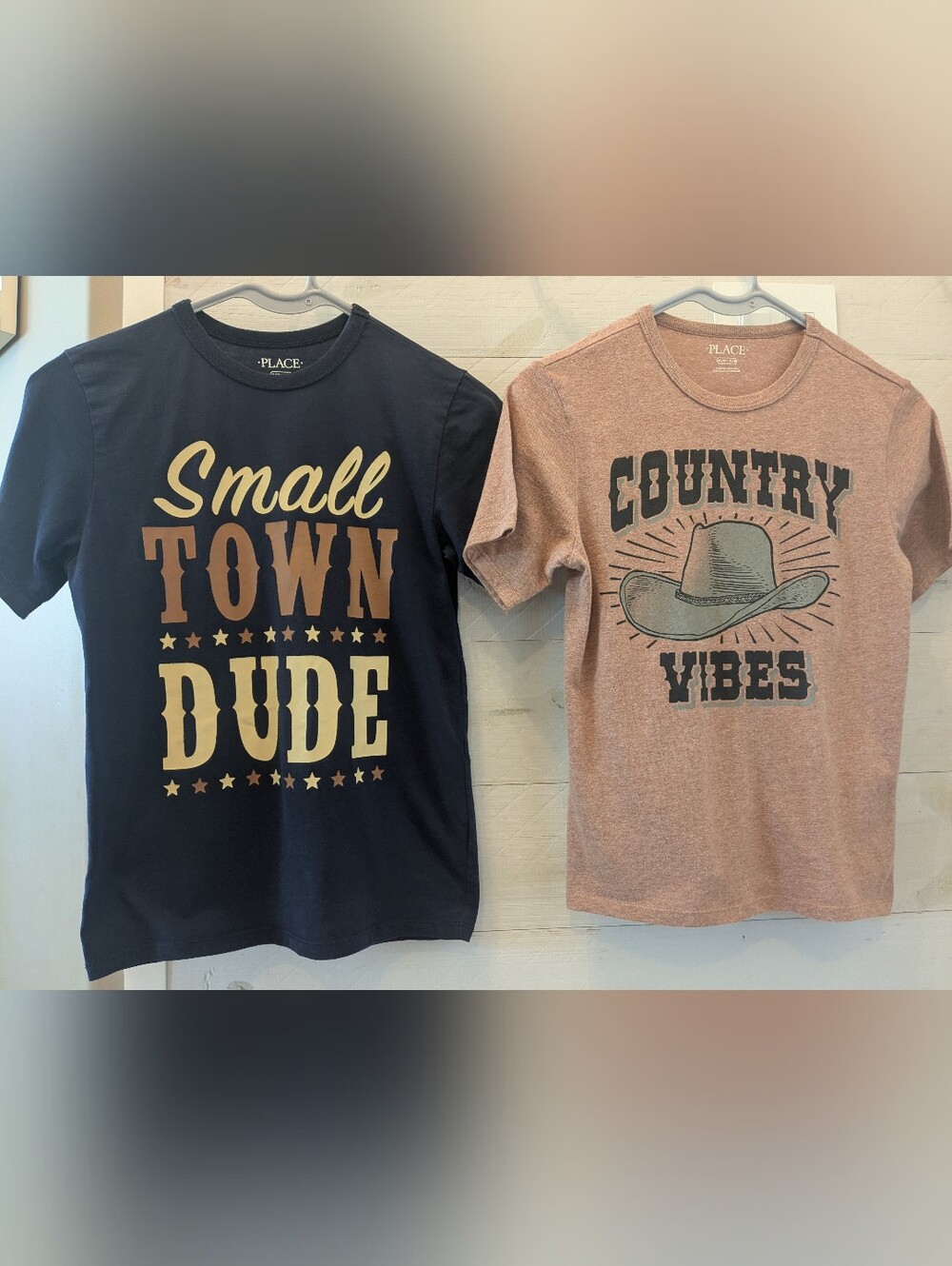 🤠 TWO Children's Place "Small Town Dude" & "Country Vibes" Graphic T's; Size: M